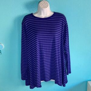 North Star Base Womens Size M Purple Striped A-Line Swing Top Angel Tee Tunic